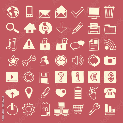 49 iconos web dibujados a mano