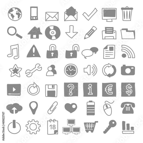 49 iconos web dibujados a mano