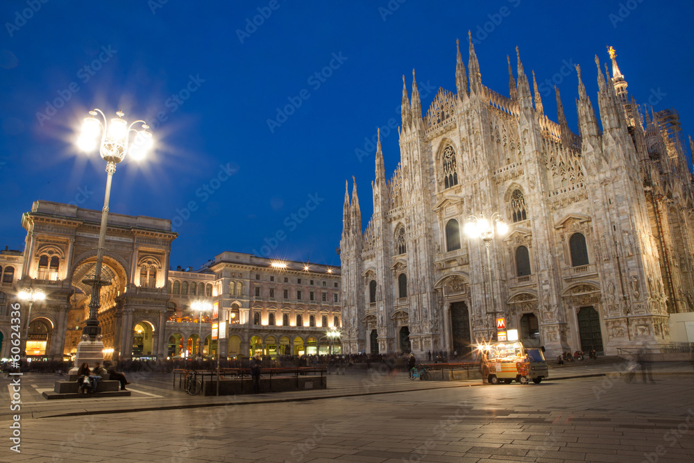 Milan cathedral by night
