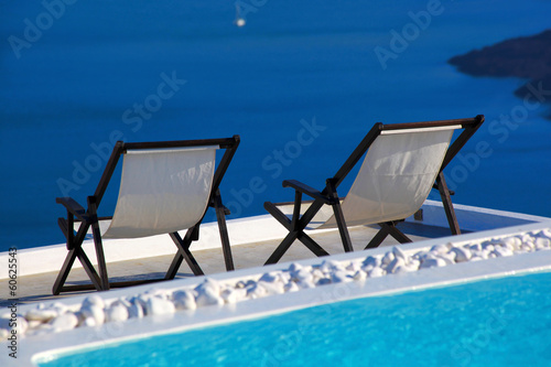 Luxury resort in Santorini island with seaview in Greece