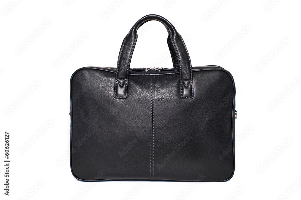 black leather bag isolated on white background black leather bag isolated on white background