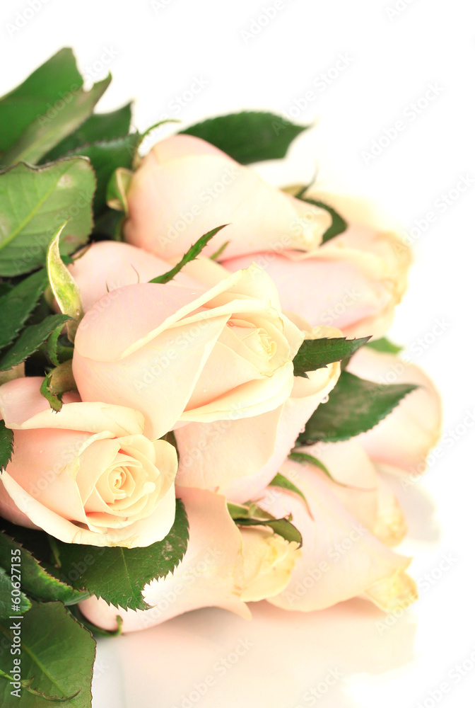 Fototapeta premium Beautiful bouquet of roses, isolated on white