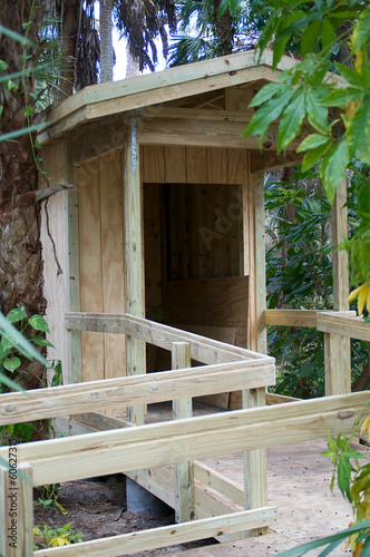 newly built wooden shed