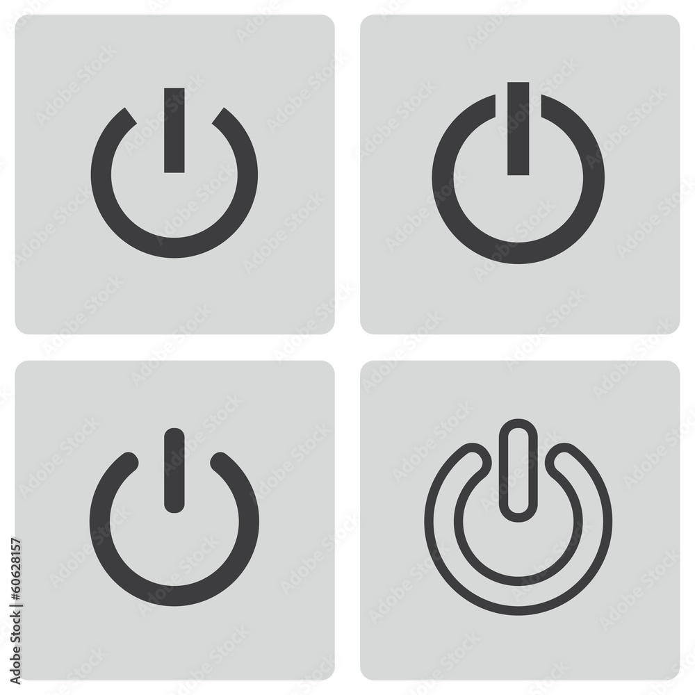 Vector black shut down icons set Vector black shut down icons set