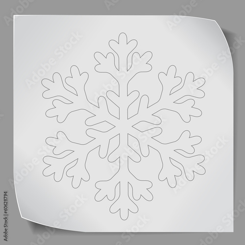 paper sticker with snowflacke photo