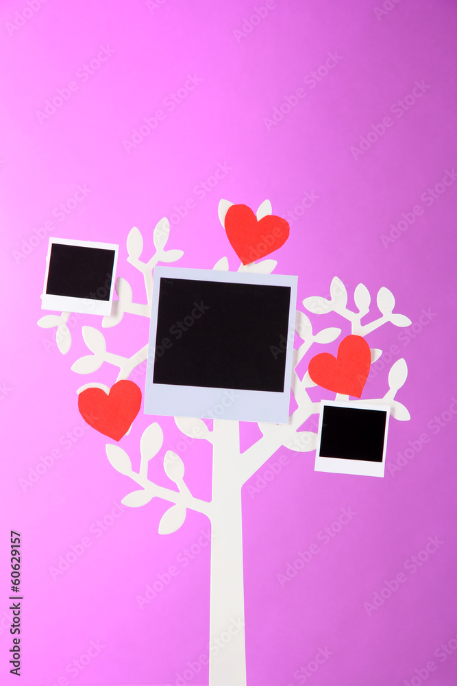Holder in form of tree with instant photo cards Holder in form of tree with instant photo cards