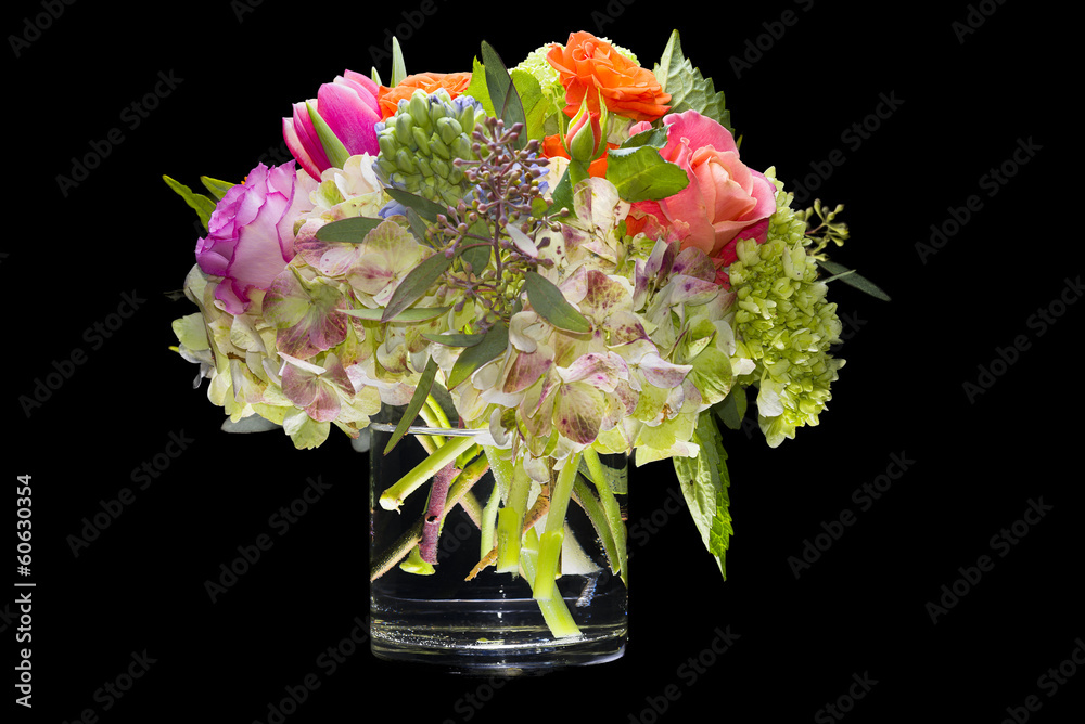 Fototapeta premium Variety of Flowers Isolated on Black