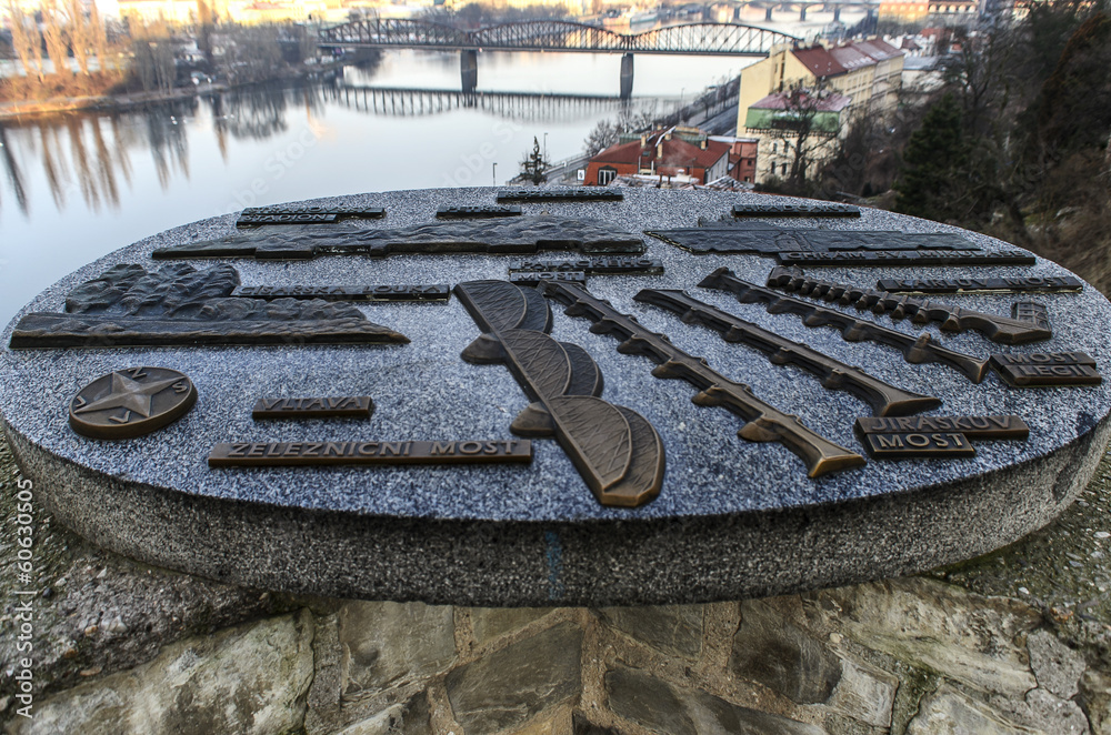 location map of bridges on the Vltava in Prague