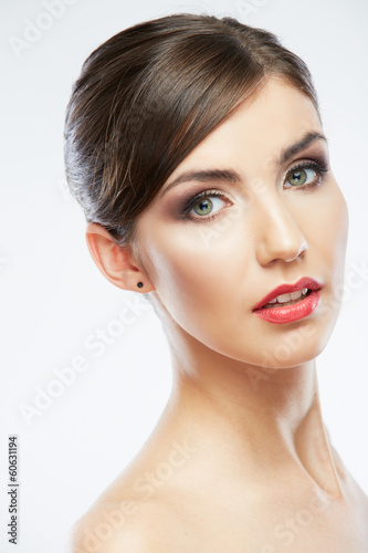 Woman beauty portrait. isolated on white.