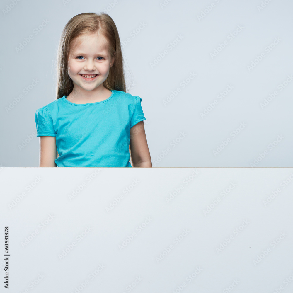 Girl child with white board. Isolated portrait. Girl child with white board. Isolated portrait.
