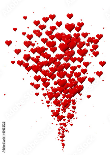 Eruption of hearts, heart icons for a Valentine's Day
