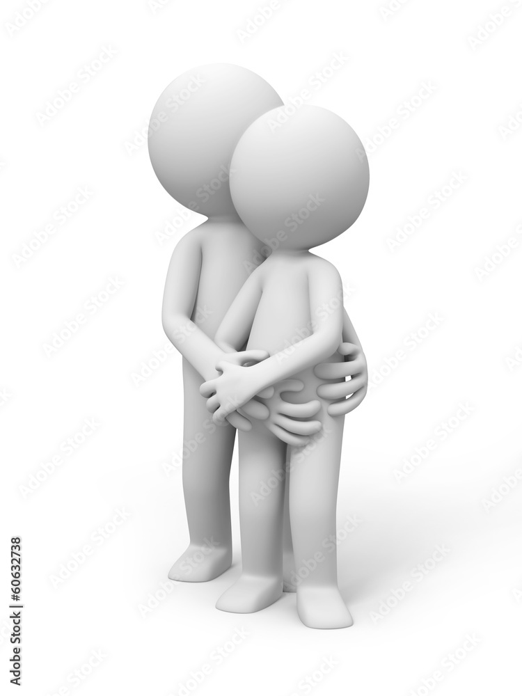 3d people, lovers standing bosom and are happy 3d people, lovers standing bosom and are happy
