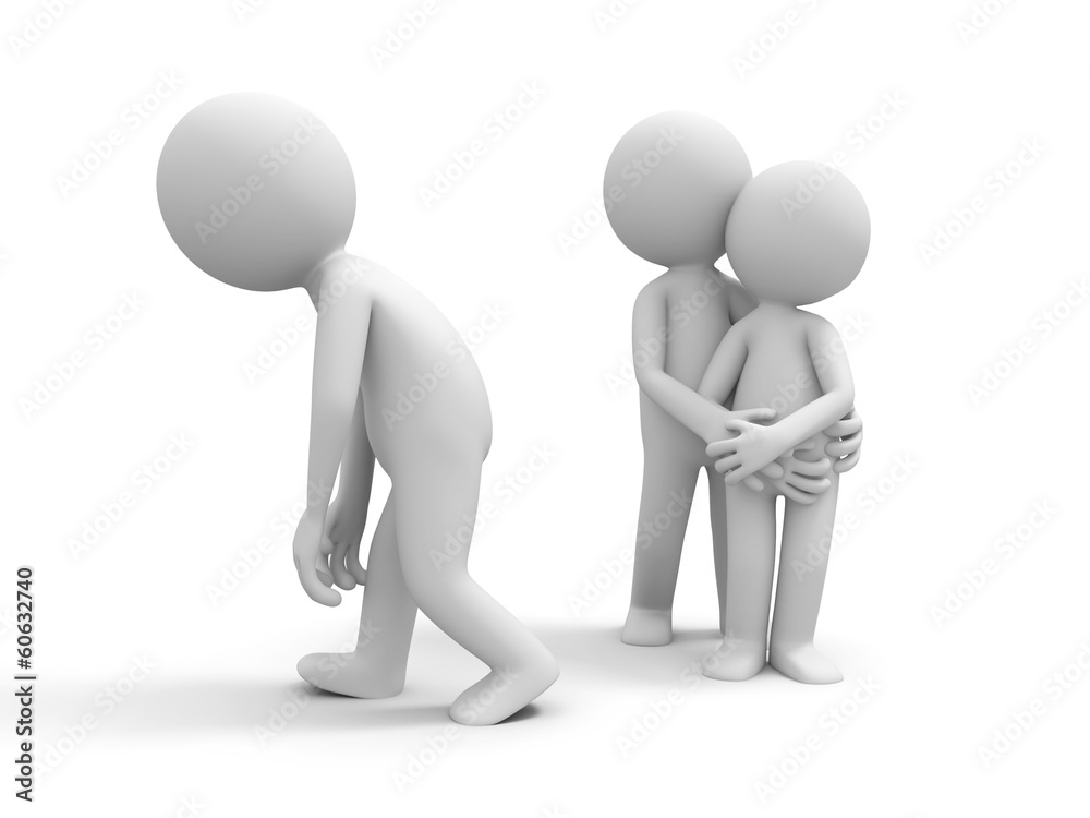 3d people, lovers standing bosom and are happy 3d people, lovers standing bosom and are happy