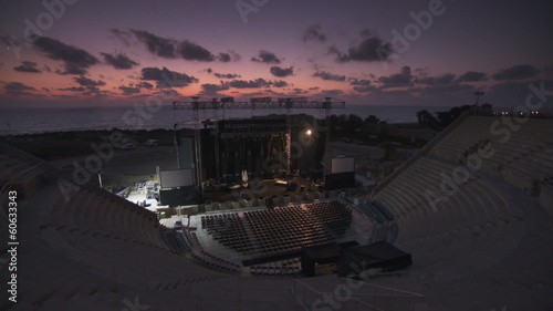 Ceaserea amphitheatre sunset stage photo
