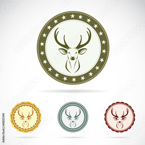 Set of vector deer label photo