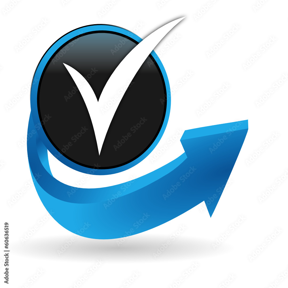 cocher sur bouton flèche bleue Stock Vector | Adobe Stock