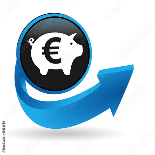 épargne devise euro sur bouton flèche bleue