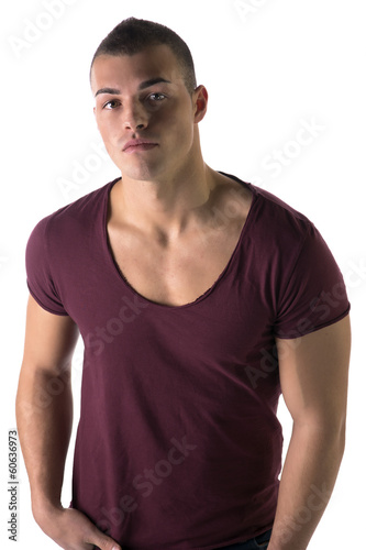 Handsome young man with t-shirt shot from above © theartofphoto