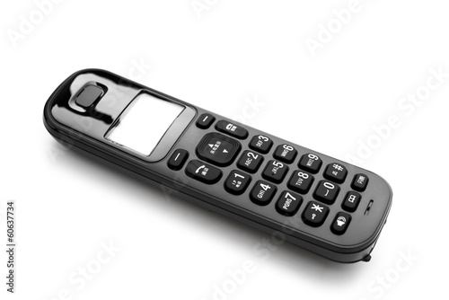 black telephone receiver on a white background