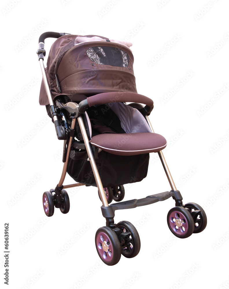 Side front pram with cover on white background. Side front pram with cover on white background.