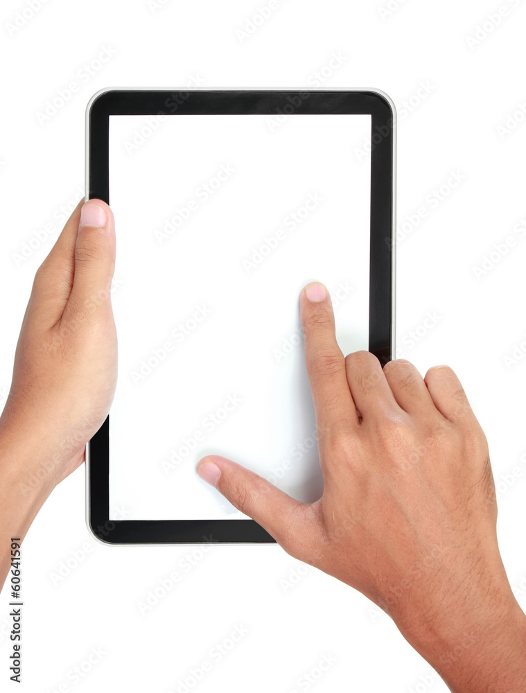 Fingers pinching to zoom tablet's screen Fingers pinching to zoom tablet's screen