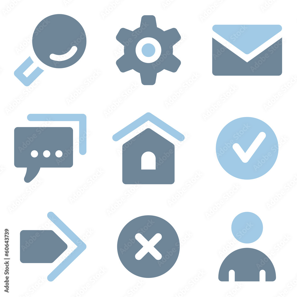 Basic web icons, blue solid series Basic web icons, blue solid series