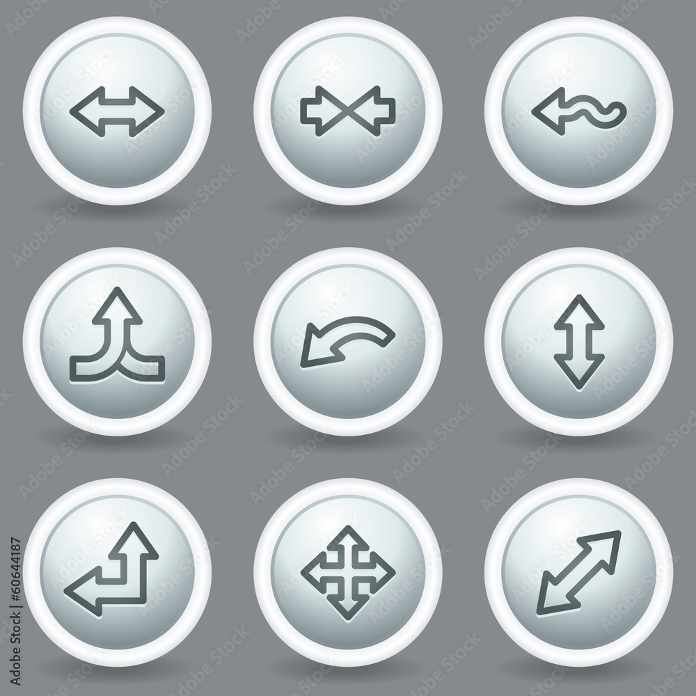 Arrows web icons set 2, circle grey matt buttons