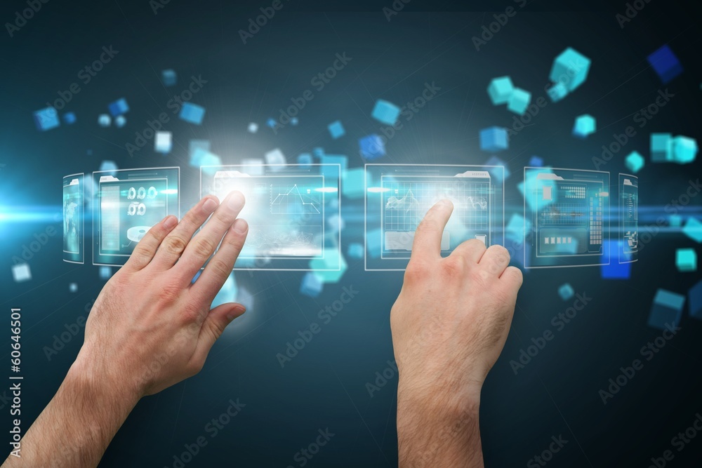 Composite image of hands pointing and presenting Composite image of hands pointing and presenting