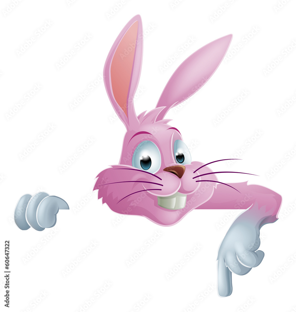 Obraz premium Pink Easter bunny rabbit top pointing