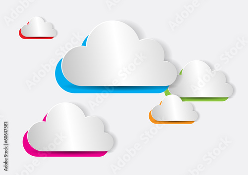 Abstract Colorful Paper Cloud for Computing, Web, Apps - Vector