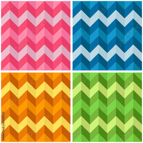 Set of seamless geometric zigzag abstract patterns