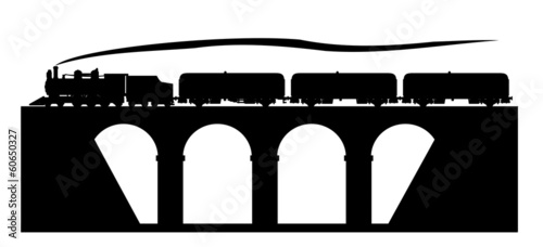 Old train on the bridge