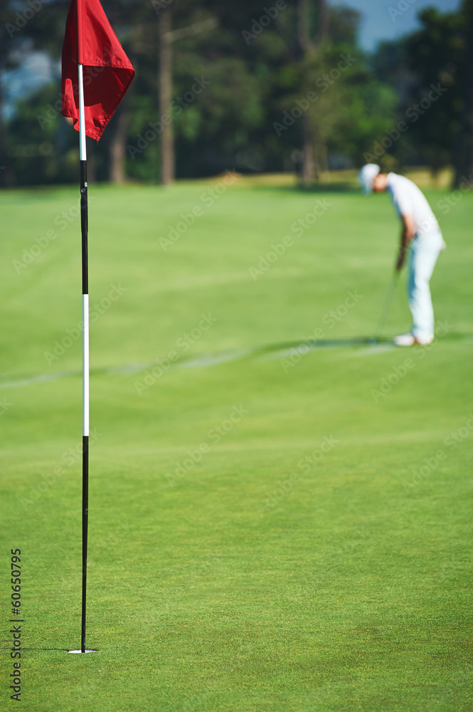 Obraz premium Lining up putt