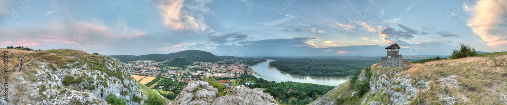 panorama of rhe small town and country from the hill