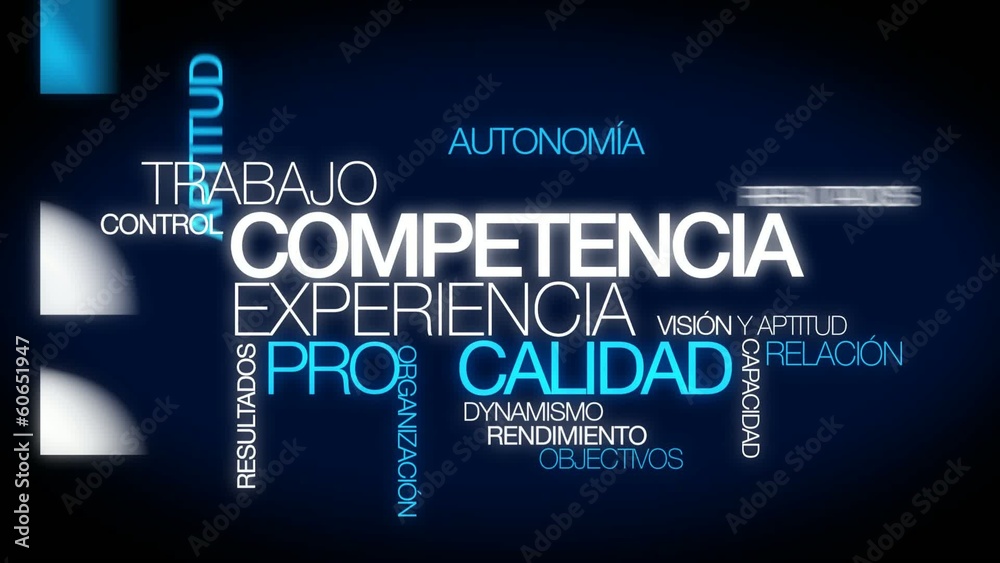 Competencia experiencia calidad nube de etiquetas animación