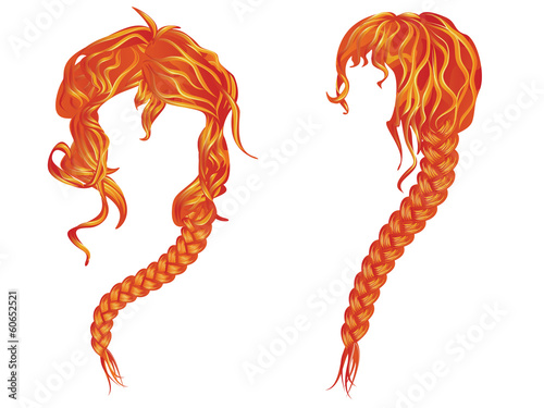 Braided wavy red hair