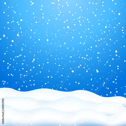 Falling Snow. Blue Winter Background