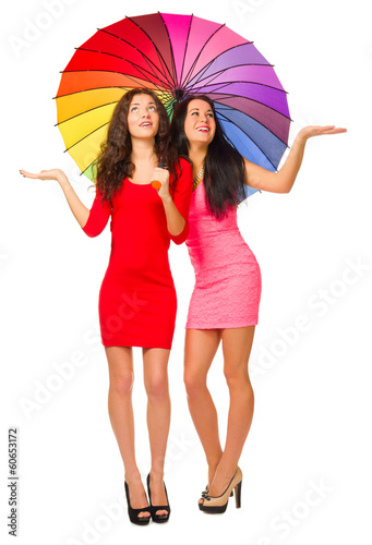 Two young girls with umbrella © Boris Riaposov