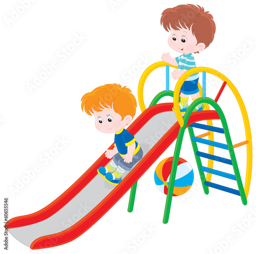 Children on a slide