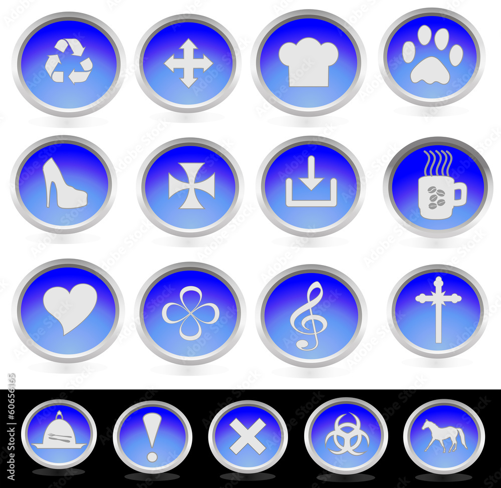Miscellaneous Icon Buttons - Blue Miscellaneous Icon Buttons - Blue