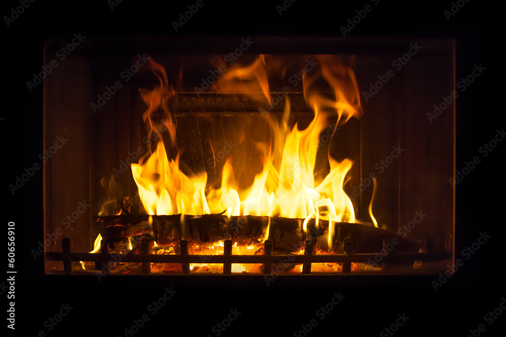 Fire in the fireplace