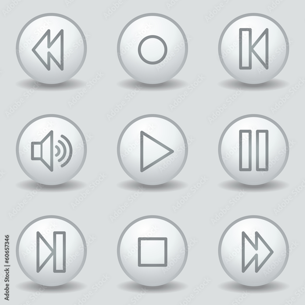 Walkman web icons, circle white matt buttons Walkman web icons, circle white matt buttons