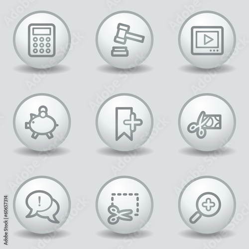 Shopping web icons set 3, circle white matt buttons