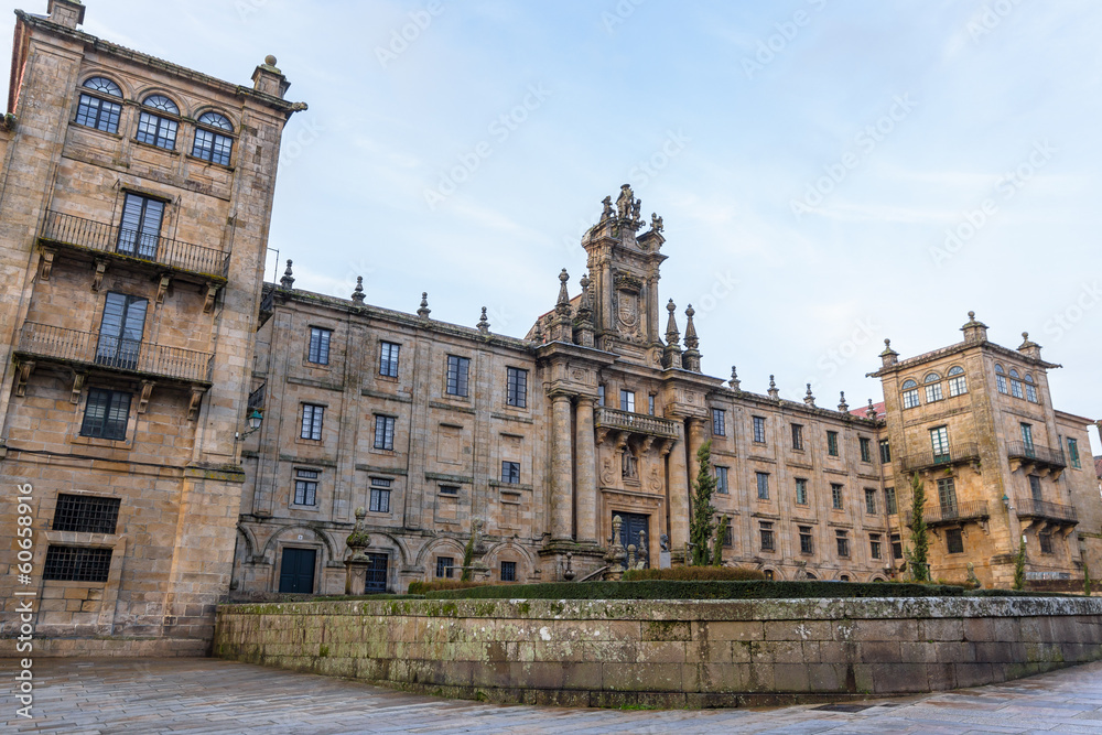 Facade of St Martin Pinario Monastery in Santiago de Compostela