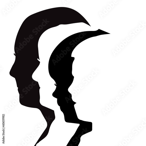 vector illustration with family silhouettes.