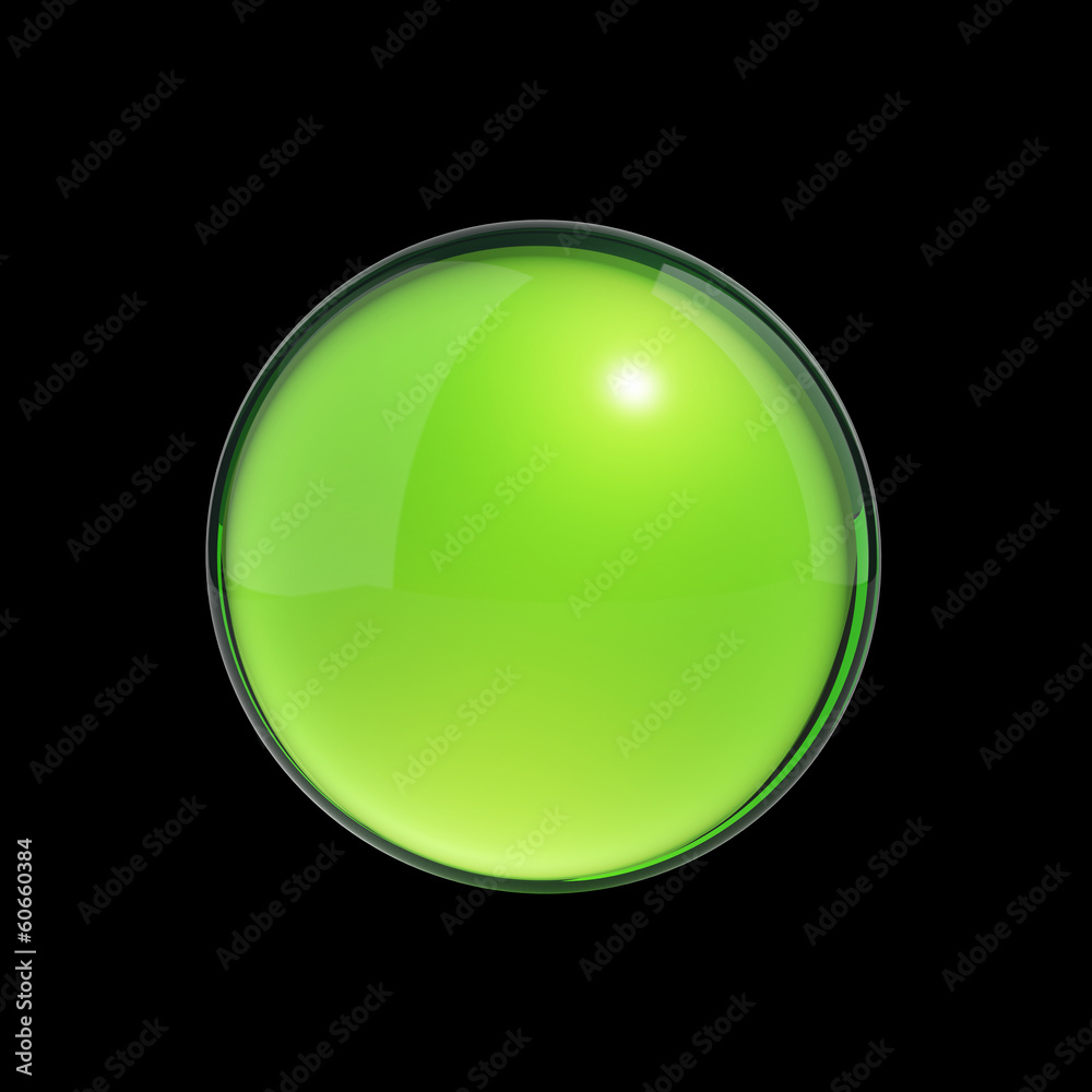 Green ball isolated on black - clipping path