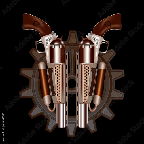 Two steampunk revolvers