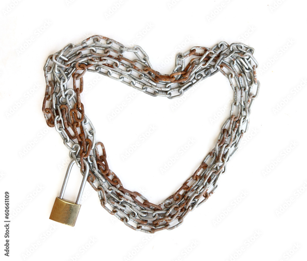 Chain heart shape with master key lock Chain heart shape with master key lock