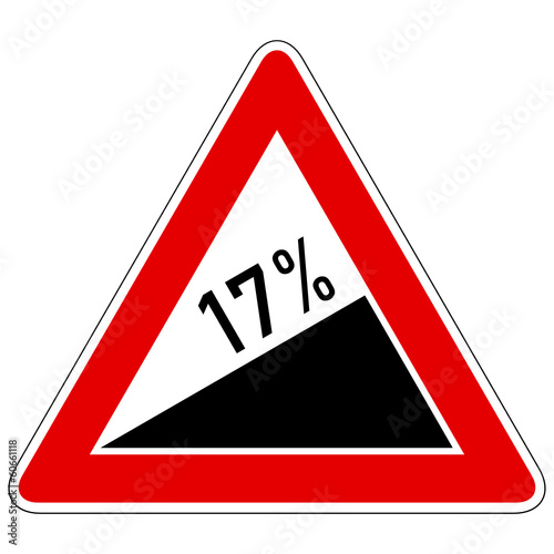 Steigung 17% - Gefahrzeichen