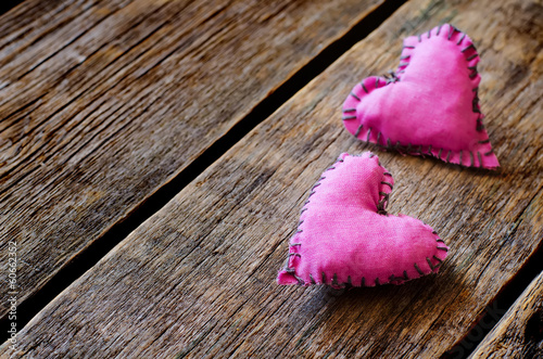 hearts on a wood background